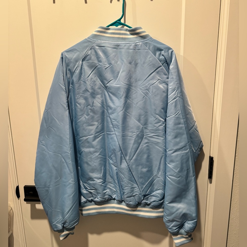Blue Varsity Jacket With Smiley Patch - image 2